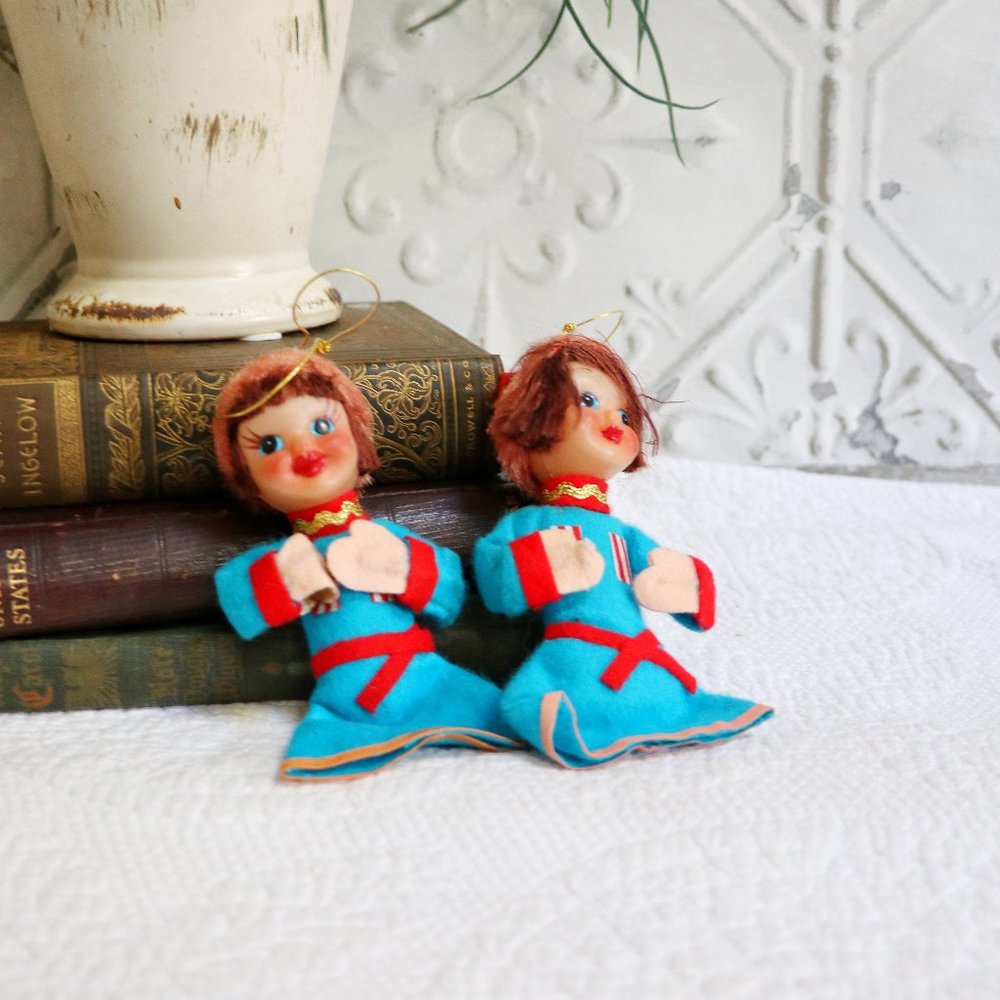 Vintage Felt Christmas Decorations, Felt Carolers